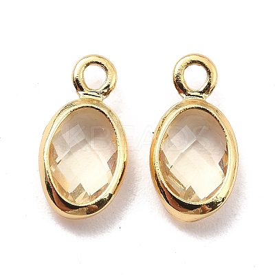 Eco-Friendly Brass with Glass Pendants KK-K268-01I-1