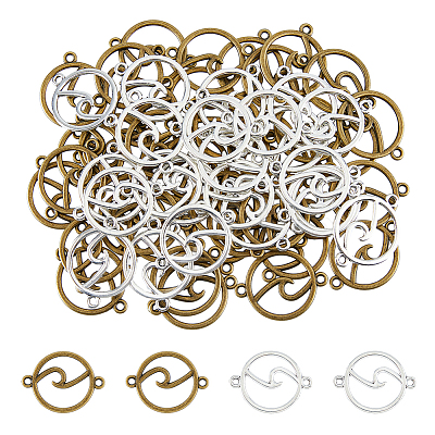 80Pcs 2 Styles Tibetan Style Alloy Connector Charms TIBE-DC0001-11-1