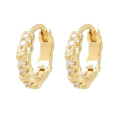 Twist Brass Micro Pave Clear Cubic Zirconia Hoop Earrings EJEW-D348-18G-1
