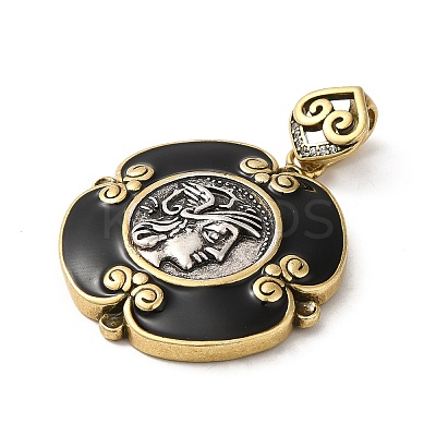 Brass with Cubic Zirconia & Enamel Pendants KK-Z033-06AS-1