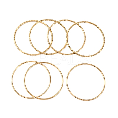7Pcs PVD Vacuum Plating 304 Stainless Steel Ring Bangles Set for Women BJEW-A011-14C-G-1