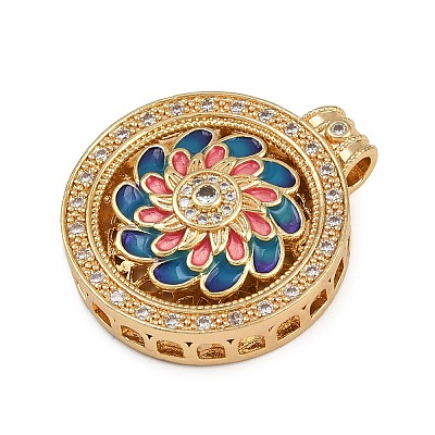 Brass Micro Pave Cubic Zirconia Rotating Pendants LS-KK-P332-02B-G-1