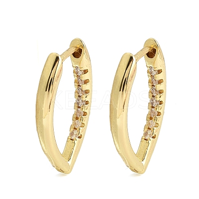 Brass Micro Pave Clear Cubic Zirconia Horse Eye Hoop Earrings EJEW-G446-04B-G-1
