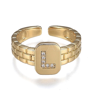 Brass Micro Pave Clear Cubic Zirconia Cuff Rings RJEW-H538-02G-L-1
