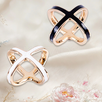 2Pcs 2 Colors Alloy Enamel Scarf Ring Clip for Women AJEW-CY0001-71-1