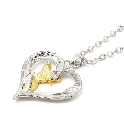Heart with Word Best Wishes Zinc Alloy Pendant Necklaces for Christmas LS-NJEW-M203-02B-GP-1