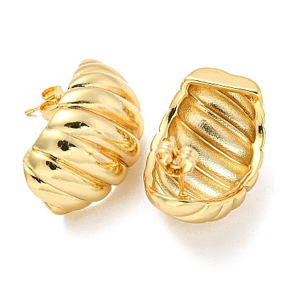 Rack Plated Chunky Teardrop Brass Stud Earrings for Women EJEW-Z048-12G-1