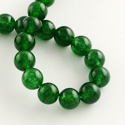 Dyed Natural White Jade Round Bead Strands G-Q937-13-1