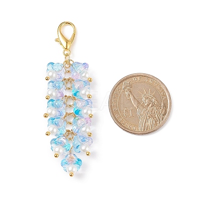 Trumpet Flower Glass Pendant Decorations HJEW-JM00800-01-1