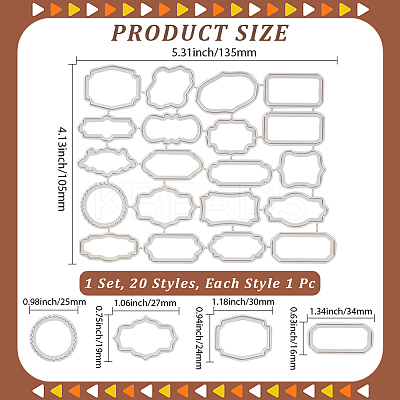 Label Frame Theme Carbon Steel Cutting Dies Stencils DIY-WH20007-66-1