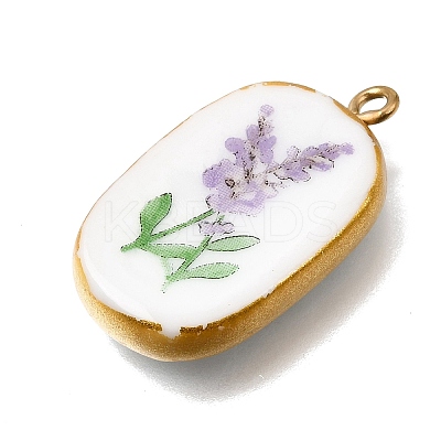 Fruit & Floral & Animals Printed Handmade Porcelain Pendants STAS-Z207-01G-02-1
