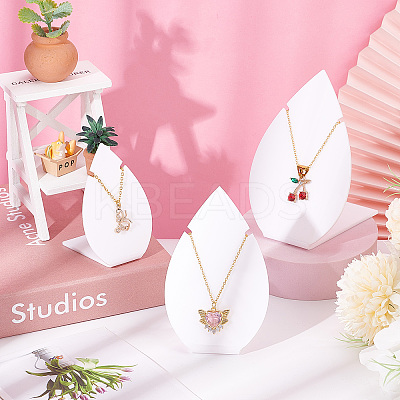 3Pcs 3 Sizes Opaque Acrylic Slant Back Necklace Display Stands NDIS-WH0012-13-1