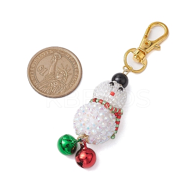 Christmas Snowman Resin Rhinestone & Glass Seed Beads Pendant Decorations HJEW-MZ00076-1