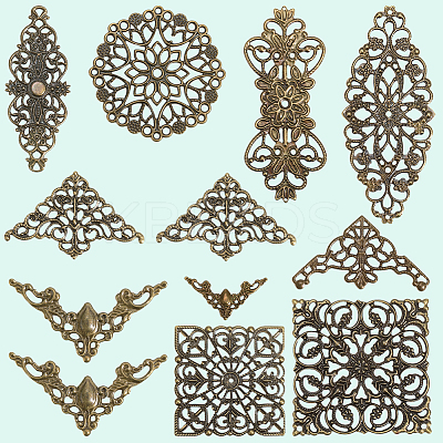 120Pcs 10 Styles Iron Connector Charms FIND-SC0017-12-1