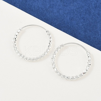 Brass Textured Hoop Earrings EJEW-F378-03C-S-1
