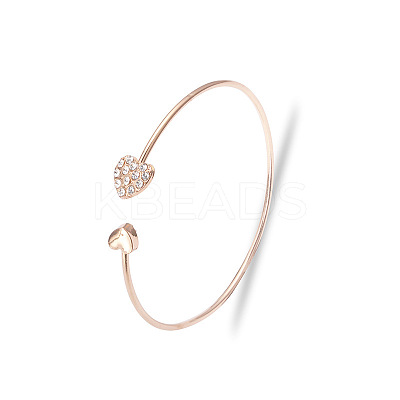 Double Heart Alloy Rhinestone Cuff Bangles for Women WGD430F-03-1