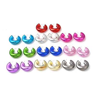 Acrylic Ring Stud Earrings EJEW-P251-35-1