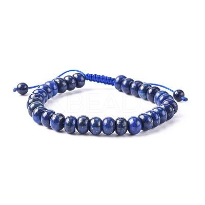 Adjustable Natural Lapis Lazuli Braided Bead Bracelets BJEW-F369-A15-1