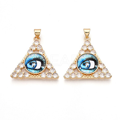 Brass Micro Pave Clear Cubic Zirconia Pendants for Women KK-T070-90A-06-1