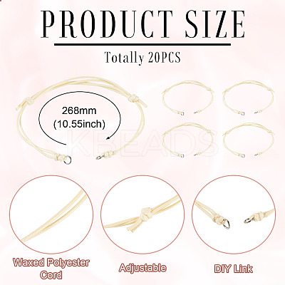 20Pcs Waxed Polyester Cord Bracelet Making AJEW-TAC00087-1