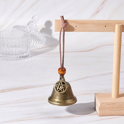 Iron Bell & Alloy Star Pendant Decorations HJEW-JM03366-1
