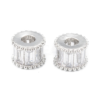 Brass Micro Pave Clear Cubic Zirconia Beads ZIRC-L101-08P-1