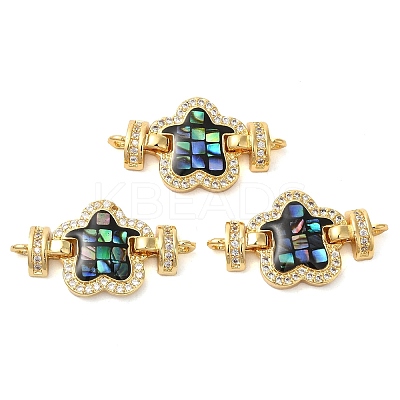 Rack Plating Brass Micro Pave Clear Cubic Zirconia Flower Links Connector Charms KK-K385-104G-03-1