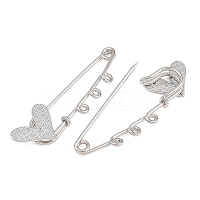 Crisscross Heart 304 Stainless Steel Safety Pins Brooch Findings SA-CBA098D-15E-P03-1