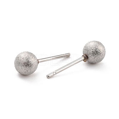 Tarnish Resistant 201 Stainless Steel Textured Ball Stud Earrings STAS-Z039-01D-P-1