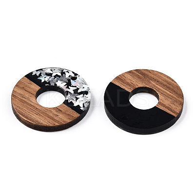 Opaque Resin & Walnut Wood Pendants RESI-N039-63B-1