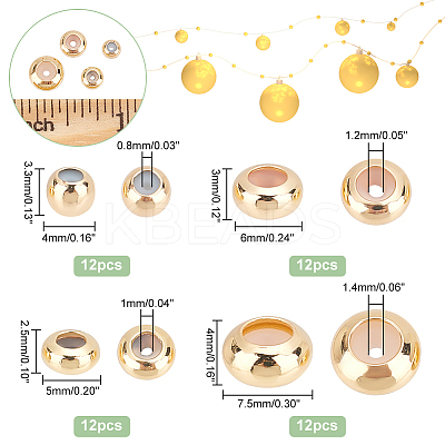 48Pcs 4 Style Brass Beads KK-PH0004-85-1