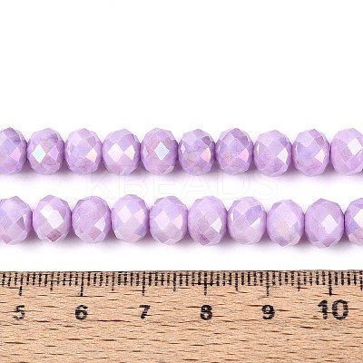 Anti-Tarnish Electroplate Rondelle Glass Beads Strands EGLA-T021-8mm-17-07-1