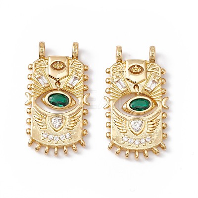 Rack Plating Brass Micro Pave Cubic Zirconia Pendants ZIRC-C040-07G-1