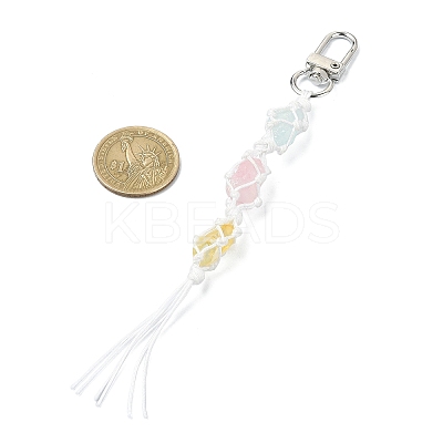 Natural Quartz Crystal Macrame Pouch Tassel Pendant Decorations KEYC-TA00023-01-1