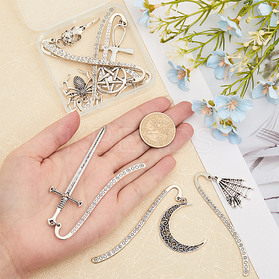 1 Set Gothic Style Alloy Hook Bookmarks AJEW-FH0003-75-1
