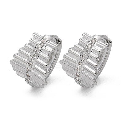 Brass Clear Cubic Zirconia Hoop Earrings EJEW-Q014-17P-1