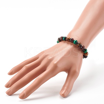 Natural Tiger Eye Beads Stretch Bracelets BJEW-JB06386-1