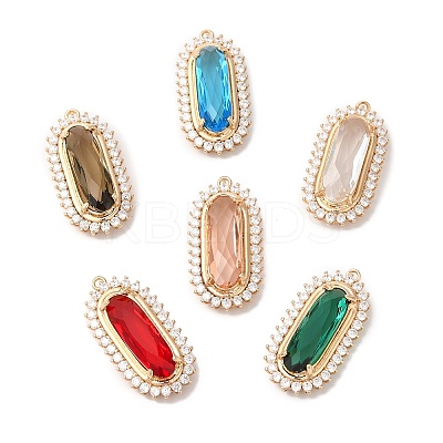 Brass with K9 Glass & Rhinestone Pendants KK-Q770-06G-1
