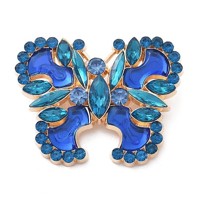 Butterfly Alloy Rhinestone Brooches LS-JEWB-E041-06KCG-02-1