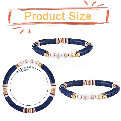 Love Beads Stacking Stretch Bracelets Set for Women BJEW-SZ0001-93-1