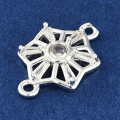 Brass Clear Cubic Zirconia Connector Charms KK-I719-02S-1