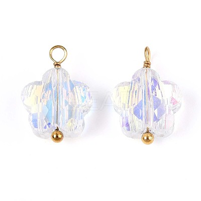 Electroplate Glass Flower Charms STAS-N110-15G-1