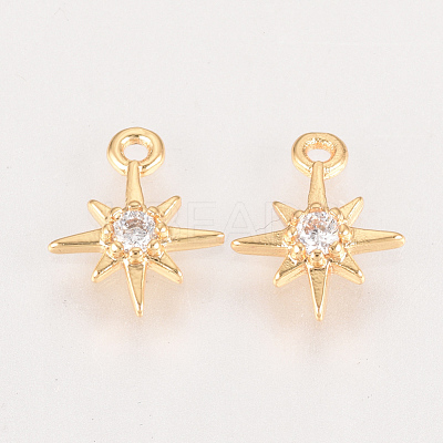 Brass Cubic Zirconia Charms ZIRC-Q002-143G-1