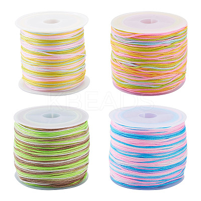 4 Rolls 4 Colors Segment Dyed Nylon Chinese Knotting Cord NWIR-TA0001-14-1