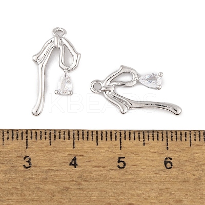 Brass Micro Pave Clear Cubic Zirconia Pendants KK-L212-06P-1
