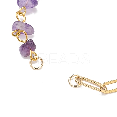 3Pcs 3 Styles Synthetic Turquoise & Natural Rose Quartz & Amethyst Chip Bead Link Chain Bracelet Making AJEW-JB01400-1
