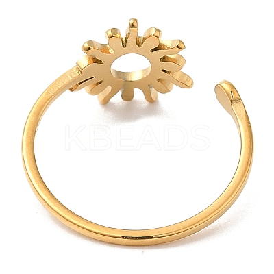 Ion Plating(IP) 304 Stainless Steel Sun Open Cuff Ring for Women X-RJEW-M149-05G-1