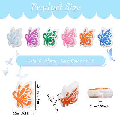 12Pcs 6 Colors Food Grade Eco-Friendly Silicone Focal Beads SIL-CA0001-52-1