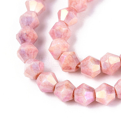 Anti-Tarnish Electroplate Bicone Glass Beads Strands X-EGLA-T021-4mm-16-05-1