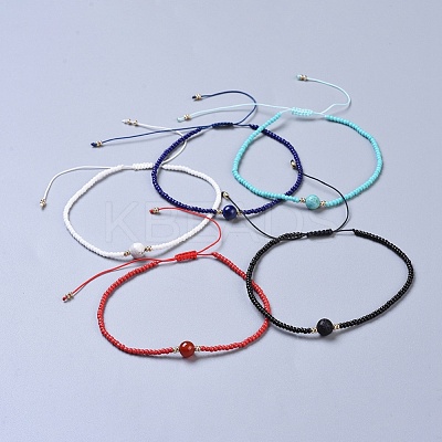 Nylon Thread Braided Anklets AJEW-AN00266-M-1